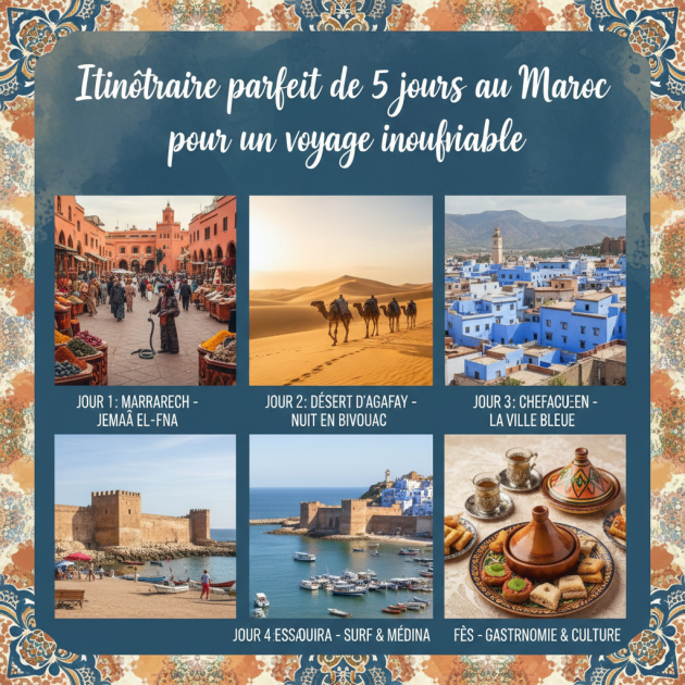 Itinéraire parfait de 5 jours au Maroc pour un voyage inoubliable