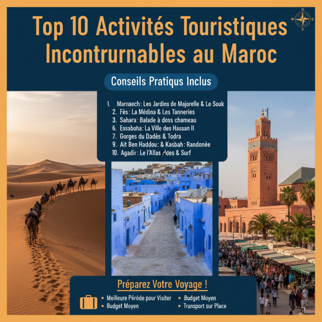 Top 10 Activités Touristiques Incontournables au Maroc : Conseils Pratiques Inclus